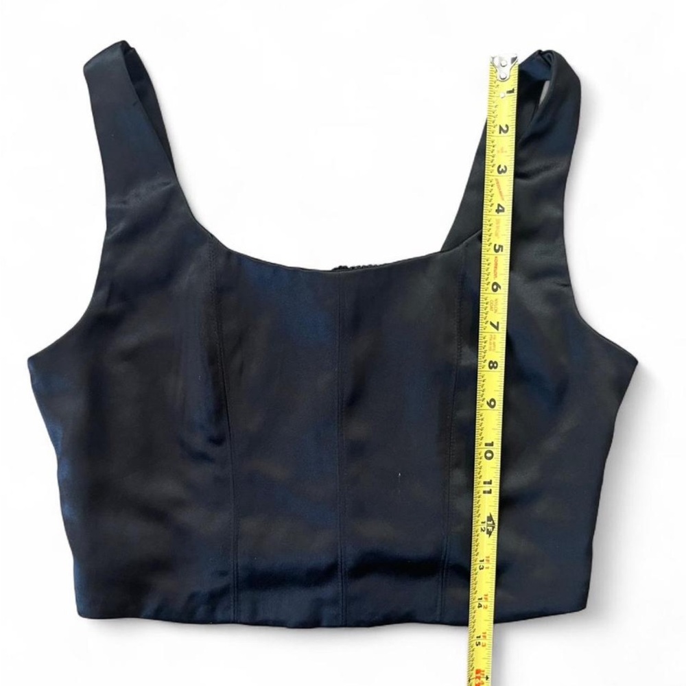 House of Harlow 1960 Women Black Satin Stretch Bustier Corset Crop Tube Tank Top - Picture 5 of 6